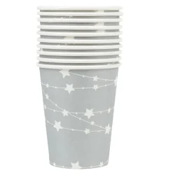 Gobelet argenté étoiles blanches 25 cl x10