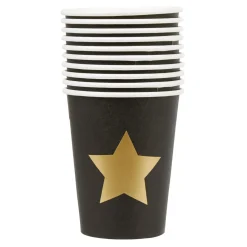 Gobelet carton 25 cl noir étoile dorée x10