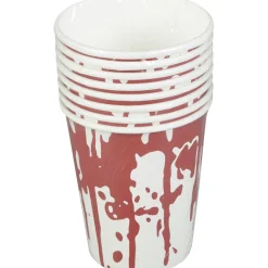 Gobelet carton Halloween déco sang dégoulinant rouge et blanc x8