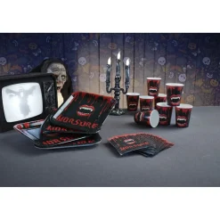 Gobelet carton Halloween déco morsure noir et rouge x8