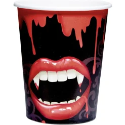 Gobelet carton Halloween déco morsure noir et rouge x8