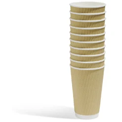 Gobelet cartonné extérieur cannelé beige et blanc 40 cl x10