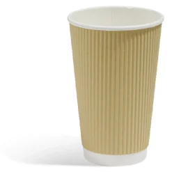 Gobelet cartonné extérieur cannelé beige et blanc 40 cl x10