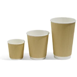 Gobelet cartonné extérieur cannelé beige et blanc 40 cl x10
