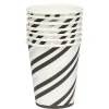 Gobelet en carton à rayures blanc noir et argent x 8