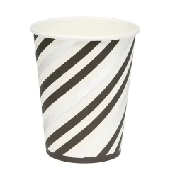 Gobelet en carton à rayures blanc noir et argent x 8