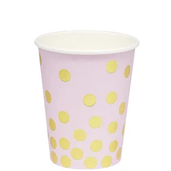 Gobelet en carton à rayures rose et doré à poids x 8