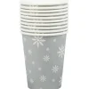 Gobelet en carton argenté design flocons blancs x10