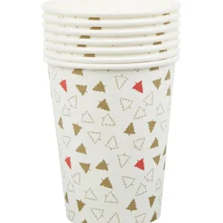 Gobelet en carton blanc design sapins x10