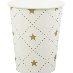 Gobelet en carton blanc design étoiles dorées x10