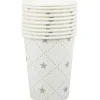 Gobelet en carton blanc design étoiles argentées x10