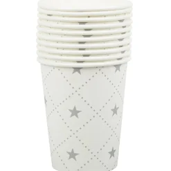 Gobelet en carton blanc design étoiles argentées x10