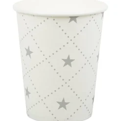 Gobelet en carton blanc design étoiles argentées x10