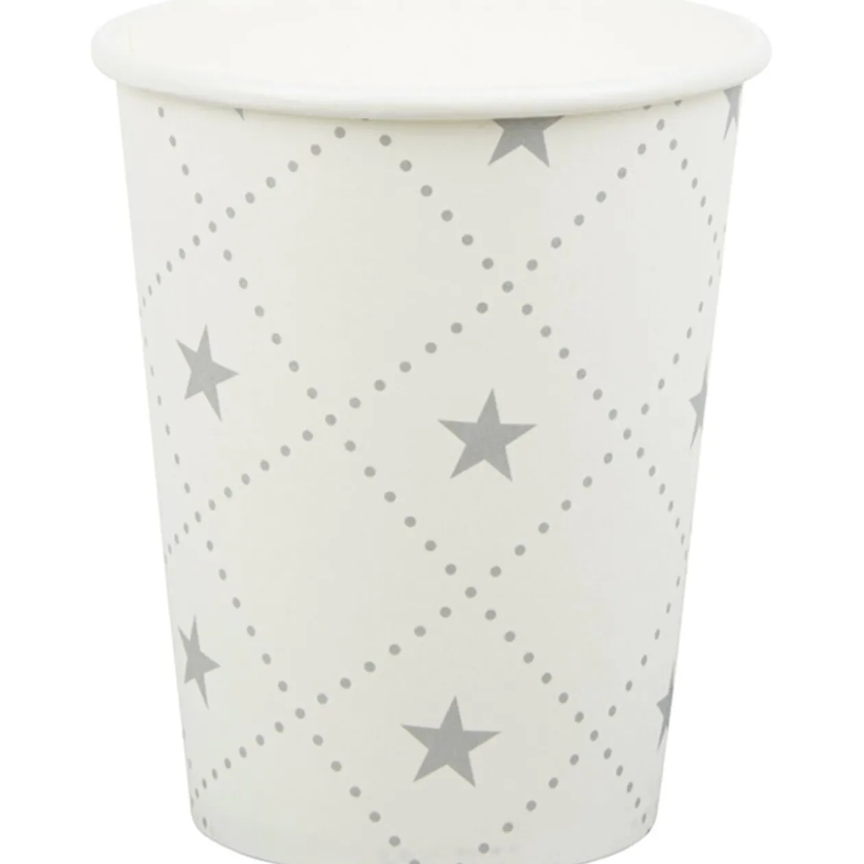 Gobelet en carton blanc design étoiles argentées x10