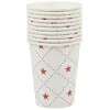 Gobelet en carton blanc motifs étoiles rouges x10