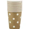 Gobelet en carton doré design pois blancs x10