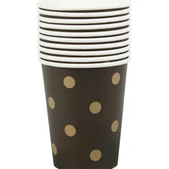 Gobelet en carton noir design pois dorés x10