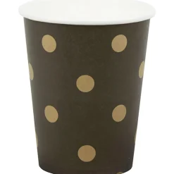 Gobelet en carton noir design pois dorés x10