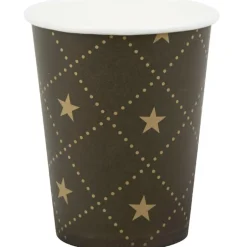 Gobelet en carton noir design étoiles dorées x10