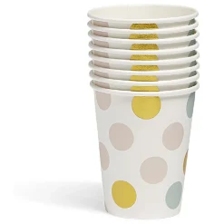 Gobelet en carton rose, vert et doré à poids x 8