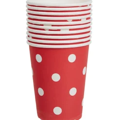 Gobelet en carton rouge design pois blancs x10