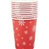Gobelet en carton rouge design flocons blancs x10