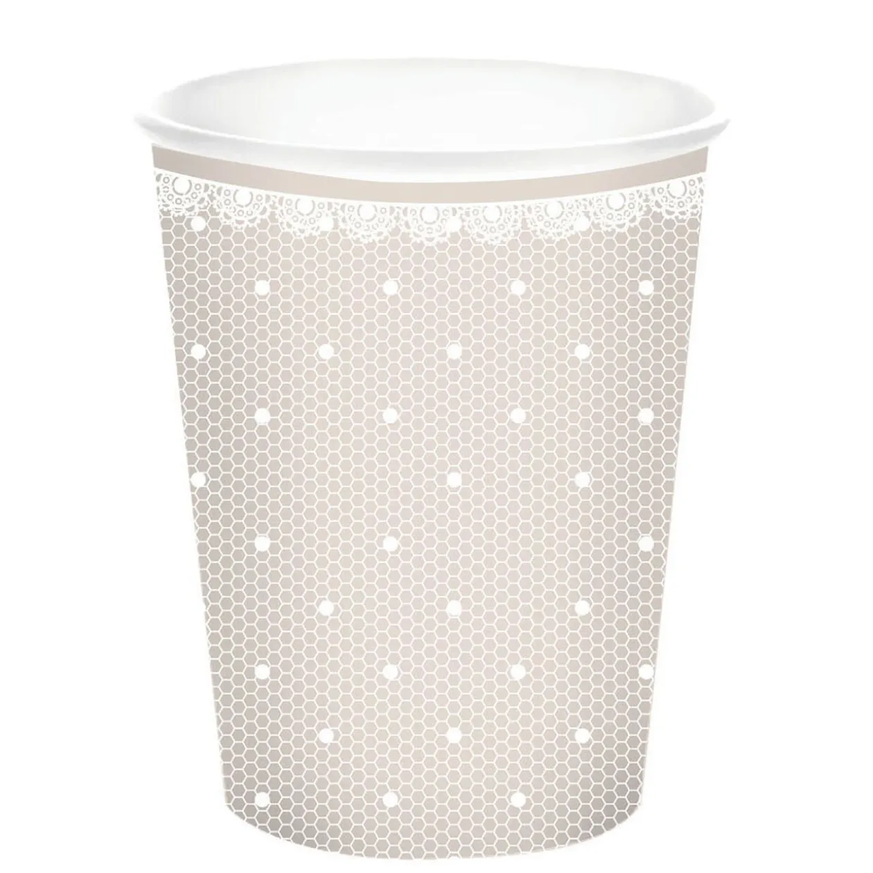 Gobelet jetable design napperon beige x10