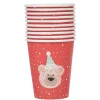 Gobelet jetable design ourson rouge et blanc x10
