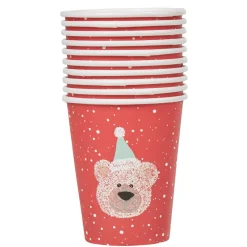 Gobelet jetable design ourson rouge et blanc x10