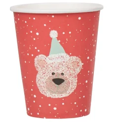 Gobelet jetable design ourson rouge et blanc x10