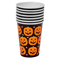 Gobelet jetable en carton Halloween motif citrouille x10