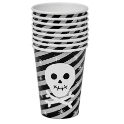 Gobelet jetable en carton Halloween motif tête de mort x10