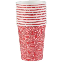 Gobelet jetable motif cachemire paisley rouge blanc 25cl x10