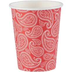 Gobelet jetable motif cachemire paisley rouge blanc 25cl x10