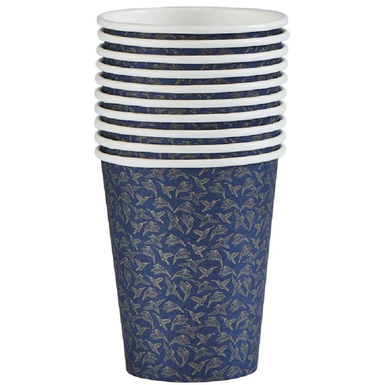 Gobelet jetable motif colibri bleu et or 25 cl x10