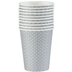 Gobelet jetable motif perle gris argent et blanc 25 cl x10
