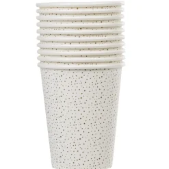 Gobelet jetable motif petit pois blanc et or 25 cl x10