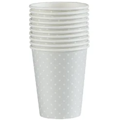 Gobelet jetable motif petit pois gris et blanc 25 cl x10