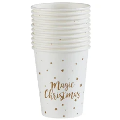 Gobelet jetable Noël Magic Christmas blanc doré 25cl x10