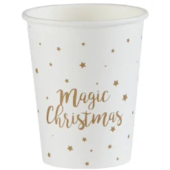 Gobelet jetable Noël Magic Christmas blanc doré 25cl x10