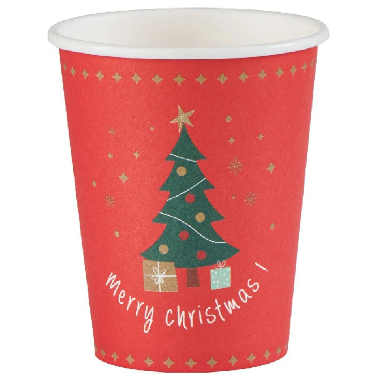 Gobelet jetable Noël Merry Christmas sapin rouge 25 cl x10