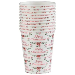 Gobelet jetable Noël Merry Christmas houx blanc 25 cl x10