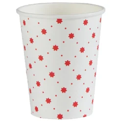 Gobelet jetable Noël motif pois flocon rouge blanc 25cl x10