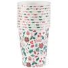 Gobelet jetable Noël motif houx fleur blanc rouge 25 cl x10