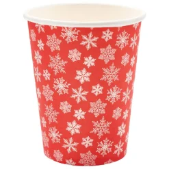 Gobelet jetable Noël motif flocon rouge et blanc 25 cl x10