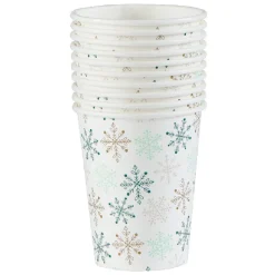 Gobelet jetable Noël motif flocon blanc et vert 25 cl x10