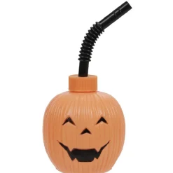 Gourde avec paille forme citrouille