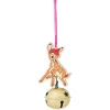 Grelot Disney Bambi orange et doré à suspendre bois Ø5xH11cm