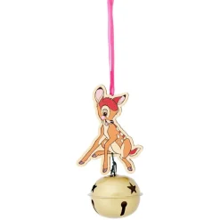 Grelot Disney Bambi orange et doré à suspendre bois Ø5xH11cm