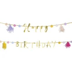 Guirlande anniversaire Happy Birthday aluminium thème fée licorne 2m